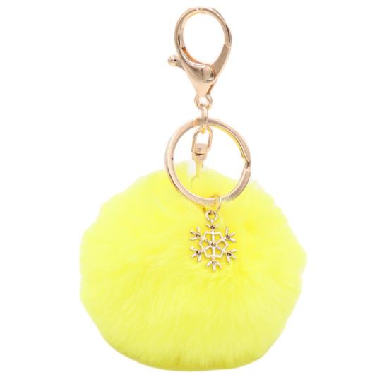 Snowflake Fluffy Pompom Ball Key Chain Ring Holder Car Bag Ornament Keychain