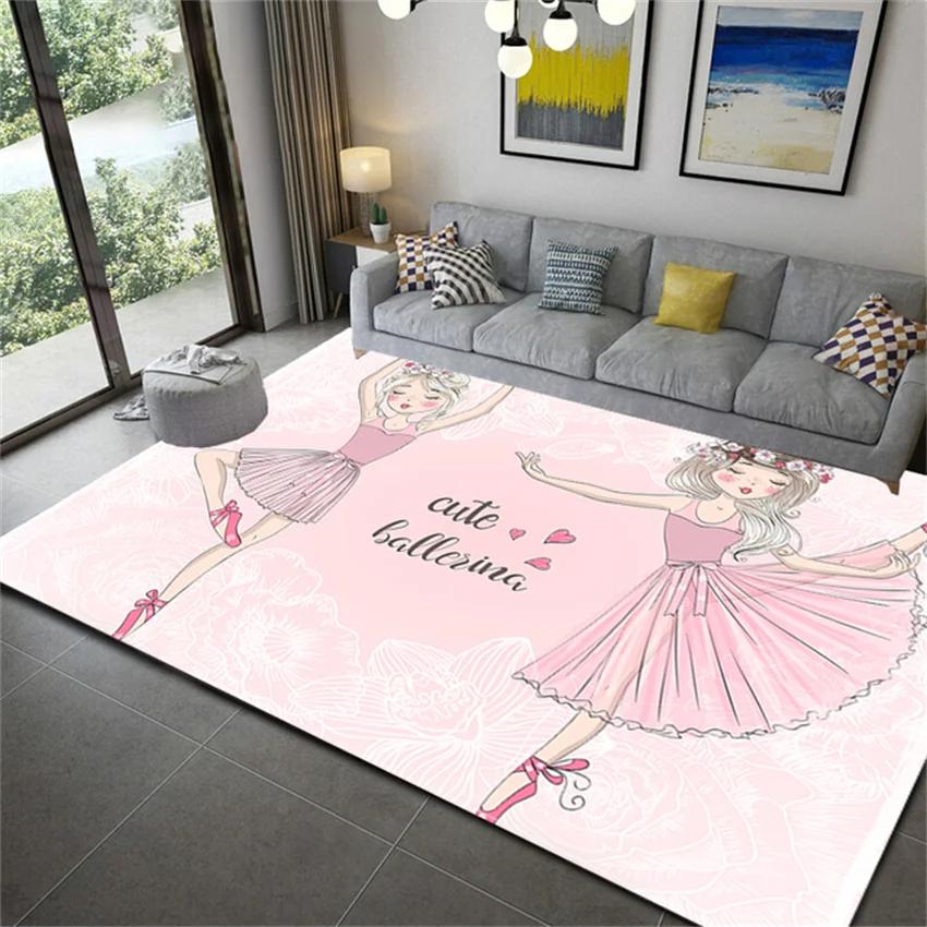 Cartoon Ballet Girl Carpet for Kids Room Kawaii Children's Room Carpets for Baby Girl Nordic Soft Bedroom Rug Floor Mats To Play
