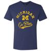 Michigan Wolverines Retro Script Licensed Unisex Triblend T-Shirt - Vintage Navy