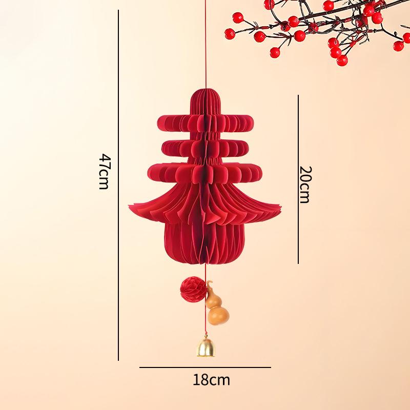 Chinese New Year Decoration Foldable Honeycomb Paper Lantern Hanging Pendants Christmas Spring Festival Wedding Decoration