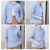 YUN Women's Casual Striped Cotton Long-Sleeve Shirt with Lapel