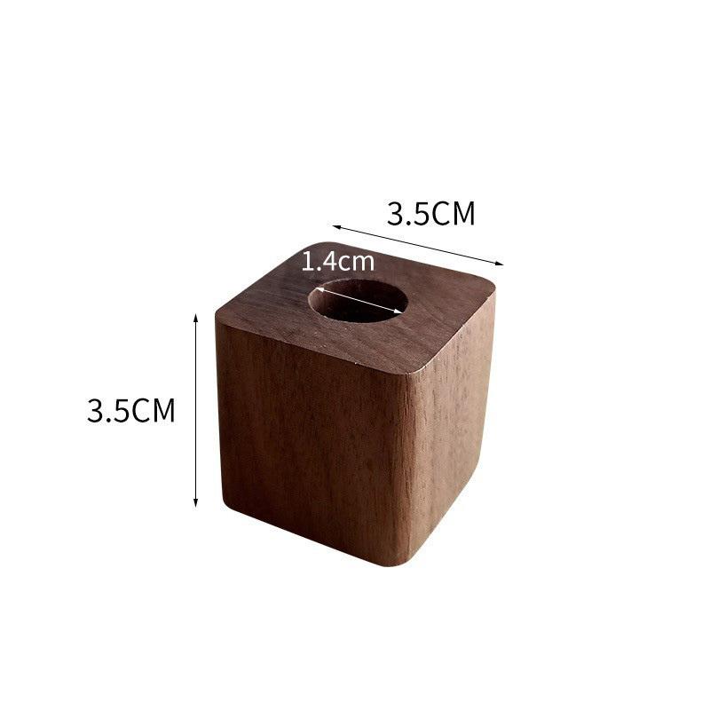 1pc Walnut Wood Beech Pen Holder Pen Container For Desk Stationery Storage Creative Square Shape Pen Hole Pencil Slot Pencil Stand