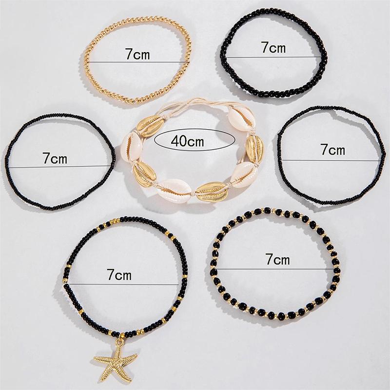 1 Set Moda Stella Marina Conchiglia Conchiglia Braccialetto Perline Per Donne Ragazze Stile Boemo Casual Carino Trendy Braccialetto Perline Gioielli Regalo