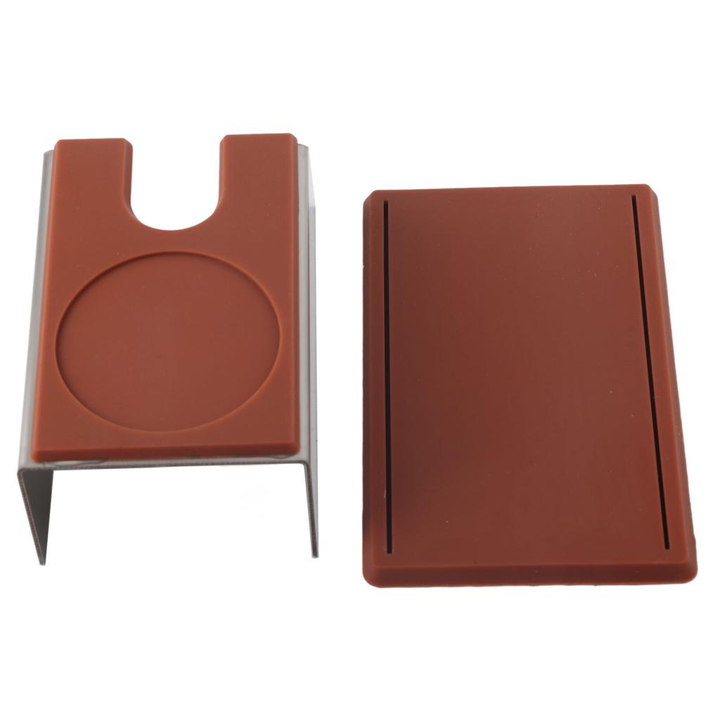 Coffee Tamper Holder Coffee Powder Maker Stand Rack Tool Stainless Steel Silicone (Black)