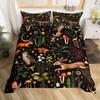 Mushroom Forest Animal Duvet Cover Set, Vintage Botanical Wildlife Bedding, 3D Printed Soft Microfiber Quilt Cover Pillowcase