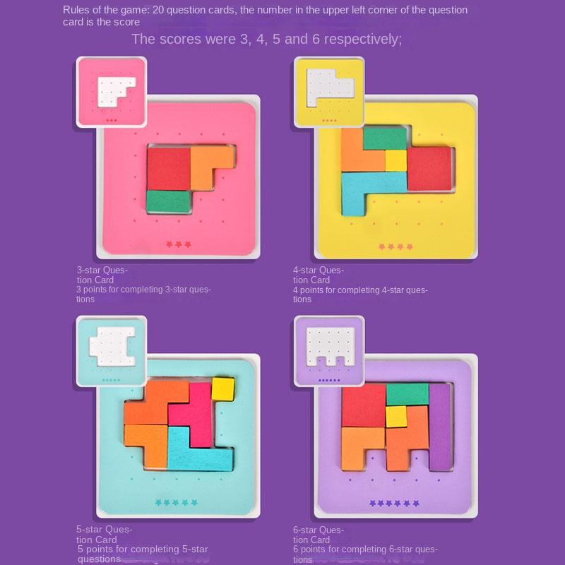 Montessori Desktop Puzzle Toys Kids Battle Table Game Tangram Math Toys Building Blocks Board Color Shape Training For Kids Gift