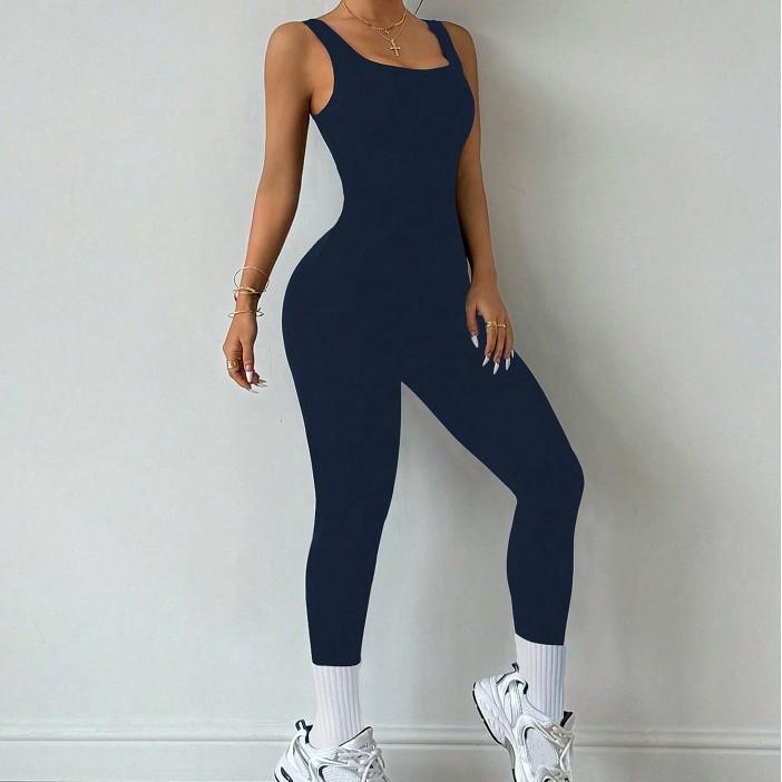 European & American Backless Tight Yoga Jumpsuit for Women - Hollow-Out, Hip-Lifting, No Chest Pads