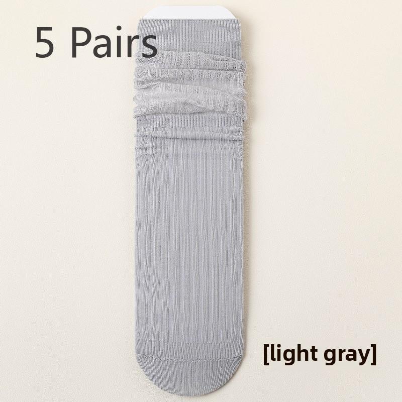 5 Paar Damen Mid-Tube Frotteesocken Kleine Lederschuhe Mond Baumwollsocken Damen Sommerstrümpfe