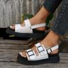 2026 Summer New Fashion Thick-soled One-line Buckle Beach Roman Sandals Women's Flat Open-toed Casual Shoes