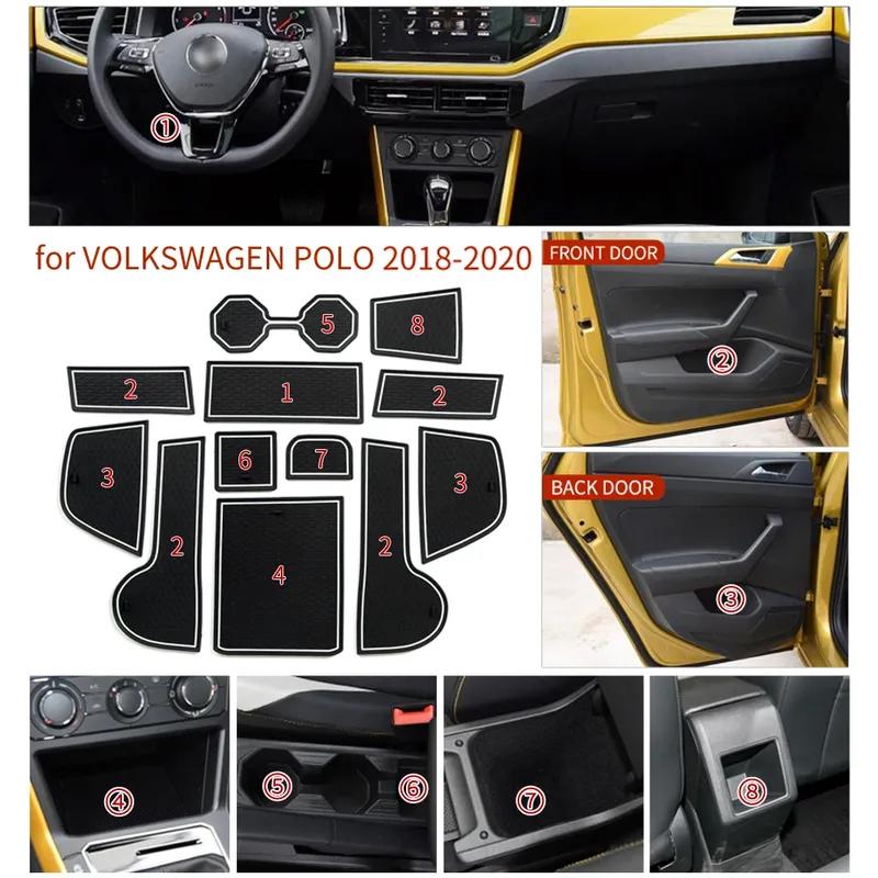 Anti-slip Gate Slot Mat Car Door Groove Cup Pad for VW Volkswagen POLO MK6 AW 2018 - Interior Accessories