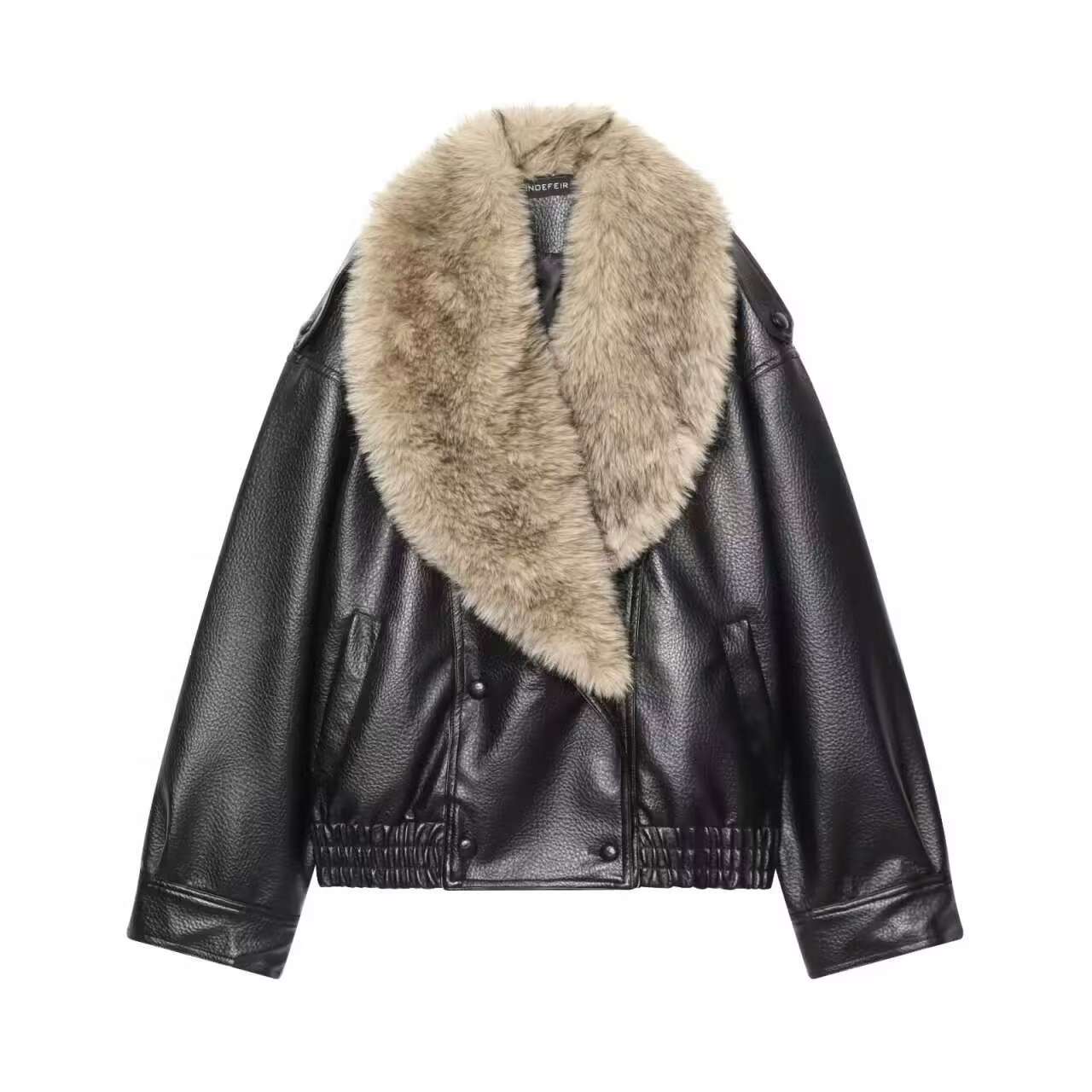 Winter Women Loose Faux Leather Jacket