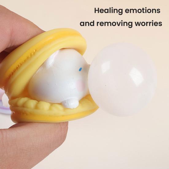 Bubble Animal Macaron Fidget Toy Stress Relief Dog Cat Rabbit Frog Squeeze Sensory Toy Anti-Anxiety Soft Stress Ball Pinch Desk Toy