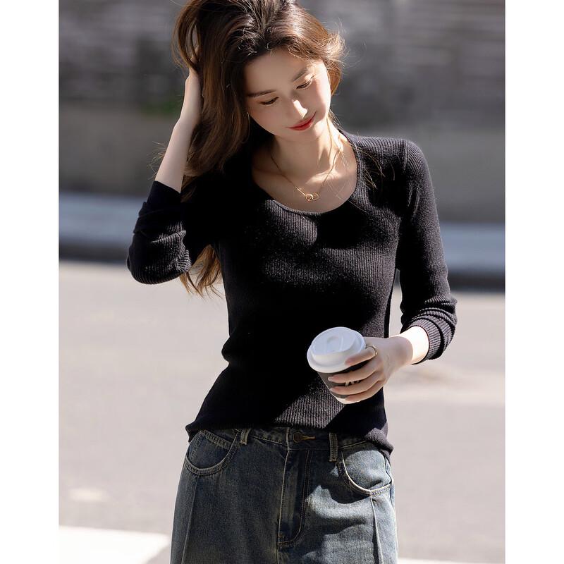 Demana Women's Slim Fit Long Sleeve Knit Top