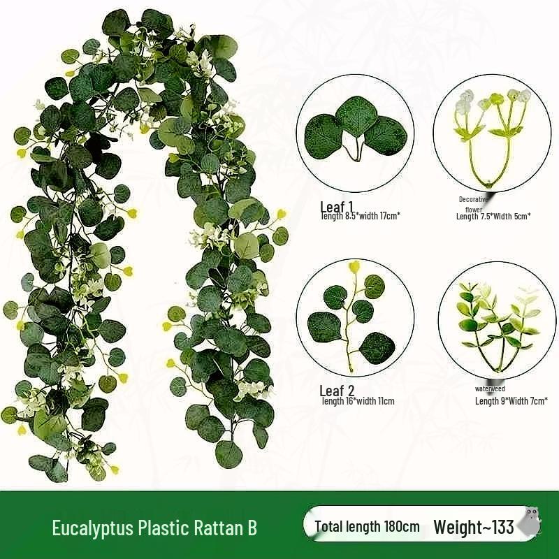 Эвкалиптовый ротанговый настенный декор: Искусственная цветочная лоза для маскировки труб кондиционера
