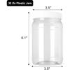 Fasmov 9 Pack 32 Oz Plastic Jars with Lids, Wide Mouth Clear Empty Plastic Storage Containers for Crafts, Dry Food, Peanut Butter, Honey and Jam