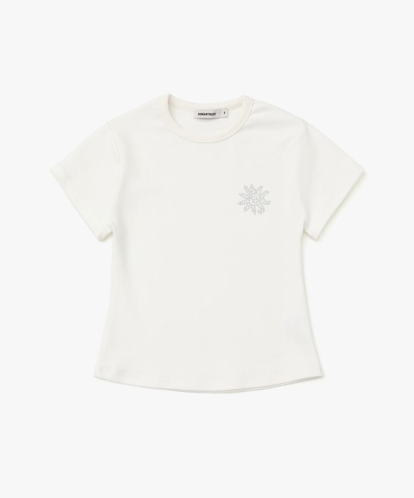 Lomaentinueo Sunrise Slim-Fit Cropped Cotton T-Shirt (White)