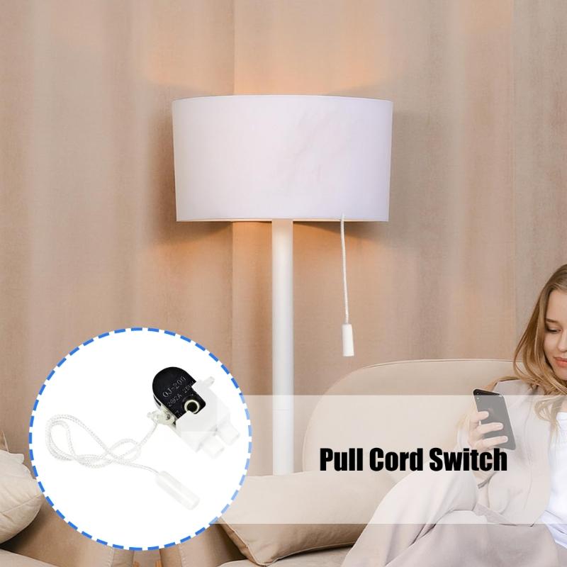 Multipurpose Pull Chain Switches Set Convenient for Lamp Fixtures Portable Designs Sturdy Plastic Construction 2A