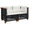 Garden Corner Sofa Set with Cushions 2 Pieces Black Poly Rattan
