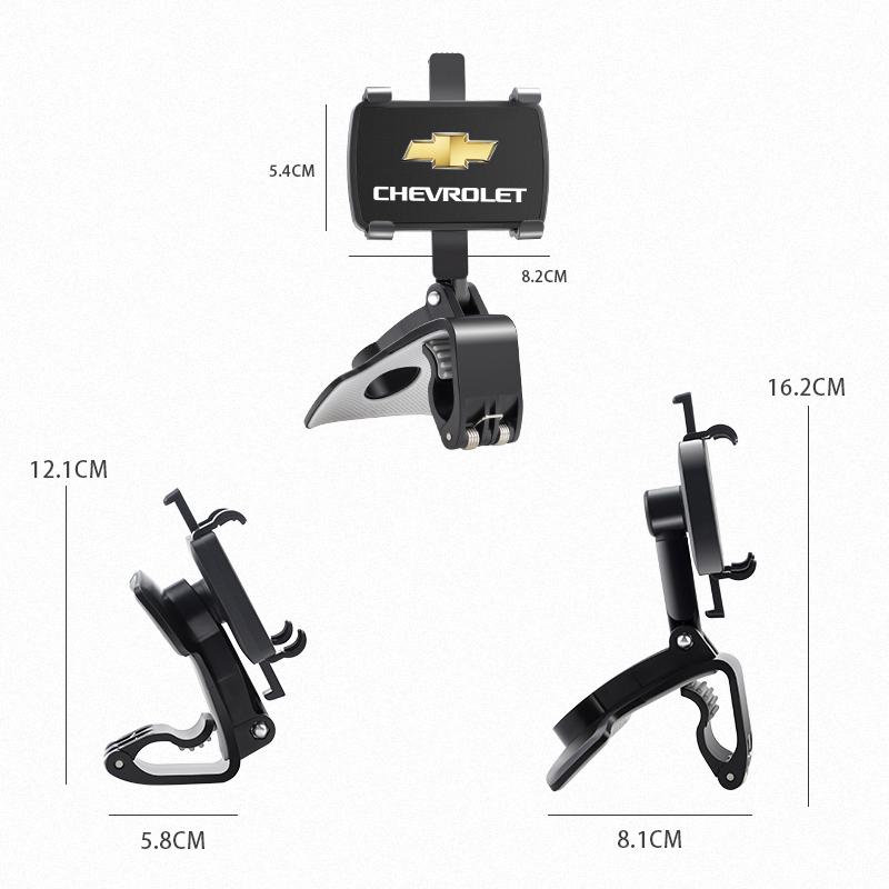 AABHK1 Supporto per Telefono da Cruscotto per Auto Parasole Specchietto Retrovisore Staffa di Rotazione a 1200 per Chevrolet Cruze Sonic Silverado Corvette Camaro