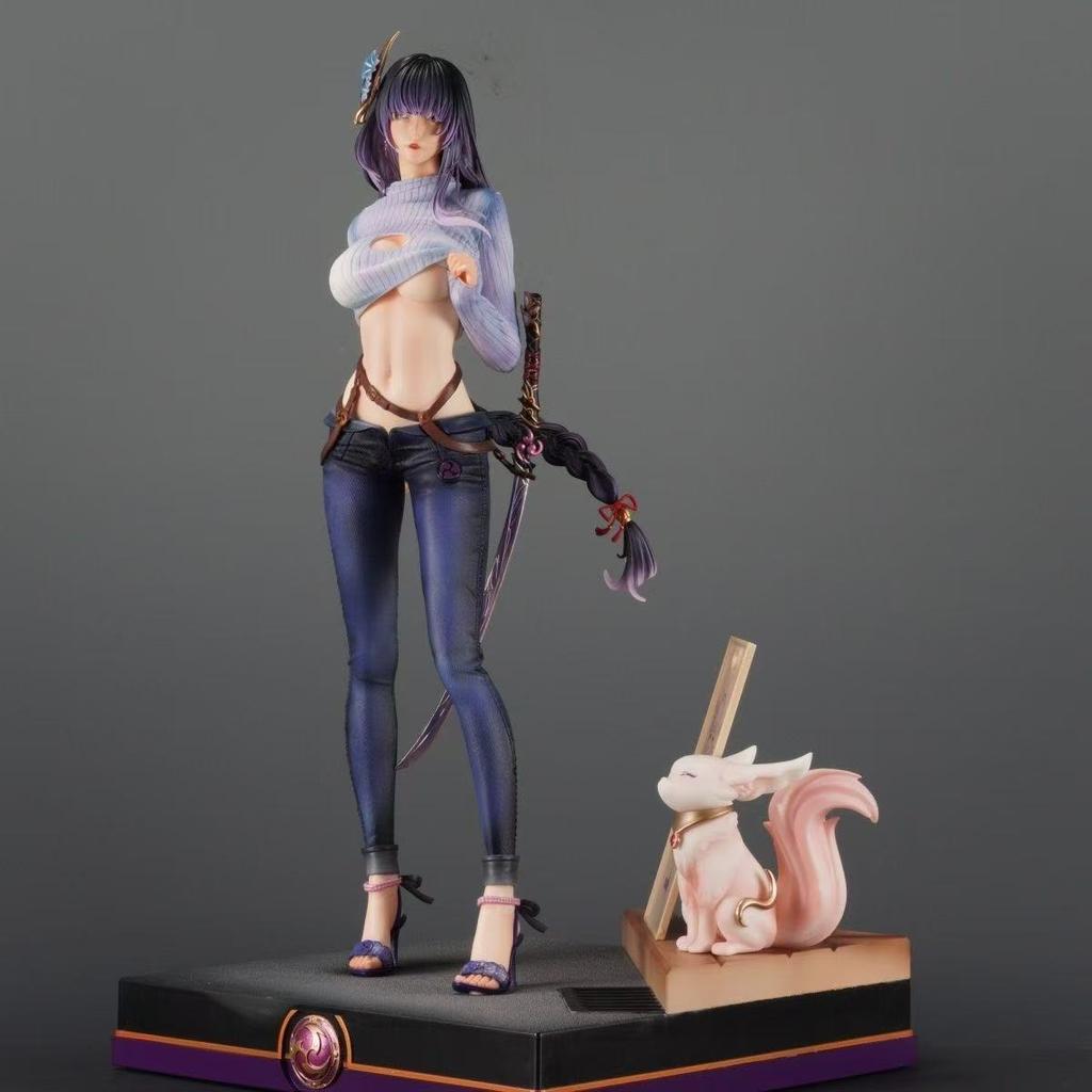 51cm miHoYo Genshin Impact Figure Raiden Ei Beelzebul Animation Girl POLYVINYL CHLORIDE Action Figure Plaything Game Statue Adult Collector Miniature