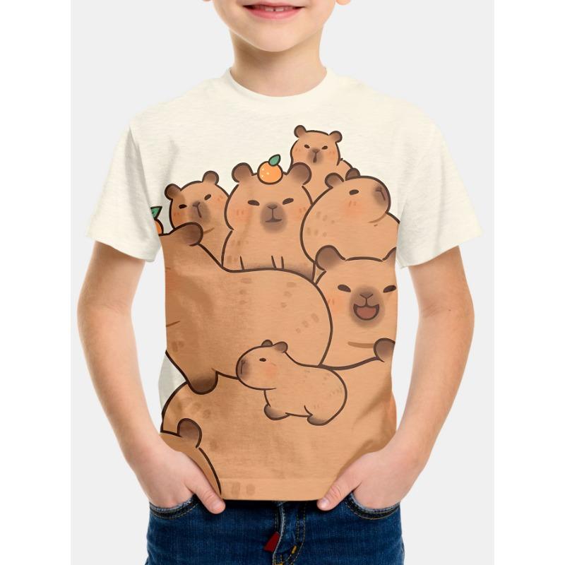 Capybara Children's T-Shirt Tops 3D Print Kids Clothes Boys T-Shirt Short Sleeve Tee Summer T-Shirt for Boy Cartoon Girl Clothes