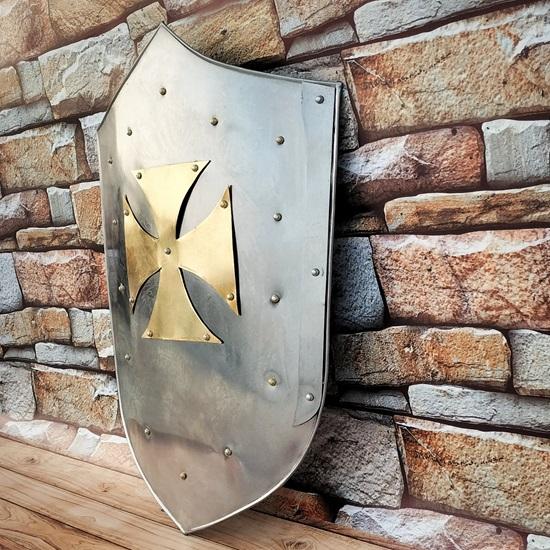 Bouclier de chevalier templier médiéval Lerp reconstitution bouclier de guerrier croisé armure médiévale bouclier en acier 60.96 cm meilleur pour cadeau