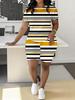 1116 new casual sports style digital printing shoulder sleeve T-shirt high waist tight shorts fashion suit women