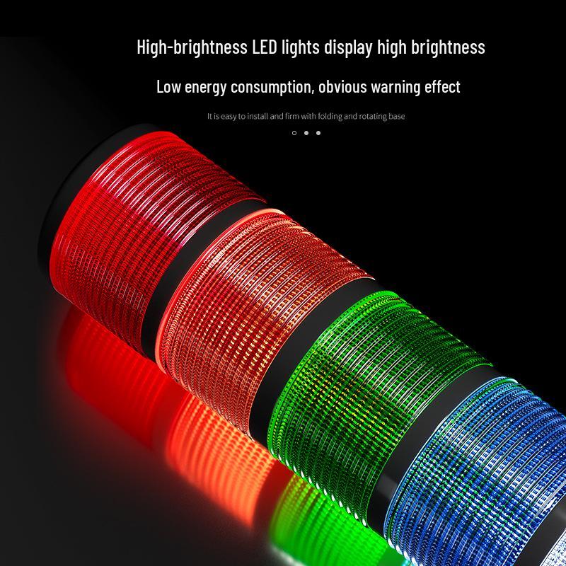 LED Multi-layer Signal Light with Alarm - Three-Color Flashing with Sound - 24V 1-Layer without Sound (Steady/Flashing) 220V