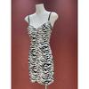 Sexy Style Zebra Stripe Sling Leather Skirt Waist-Tight Slim Looking Hip-Wrapped Dress Women