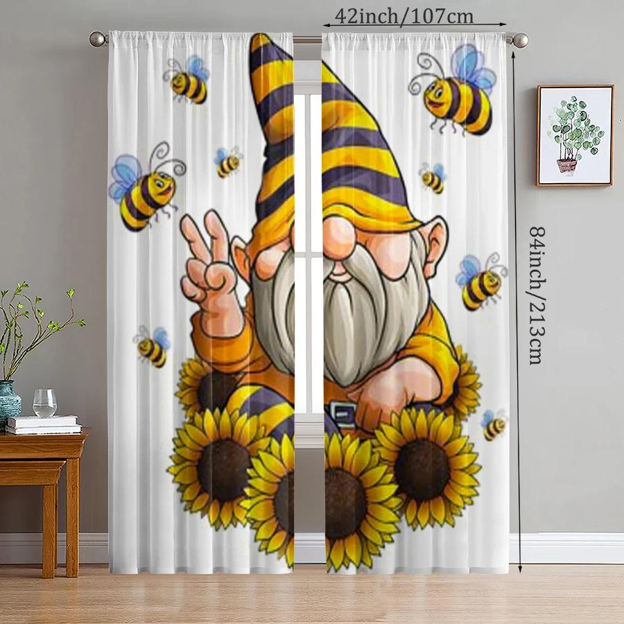 Santa Claus Dwarf Print Curtains Christmas Decorations Bedroom Living Room Home Decoration Curtain Polyester Perfect For Sitting