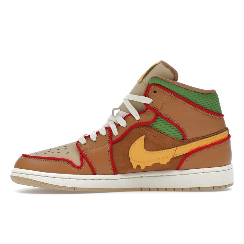 Air Jordan 1 Mid SE Cheeseburger Men Sneakers Brown Flax Sesame IB7403-224