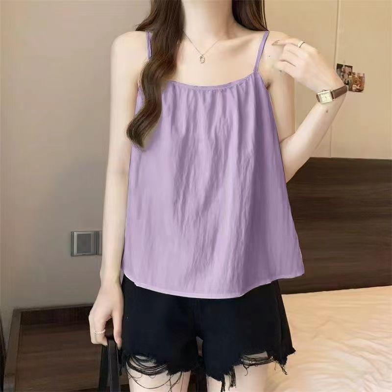 

Apricot Cotton-Linen Camisole: Retro, Artistic, Sleeveless, Loose-Fit, Perfect for Summer Layering 2XL (Recommended 125-140 jin) фиолетовый