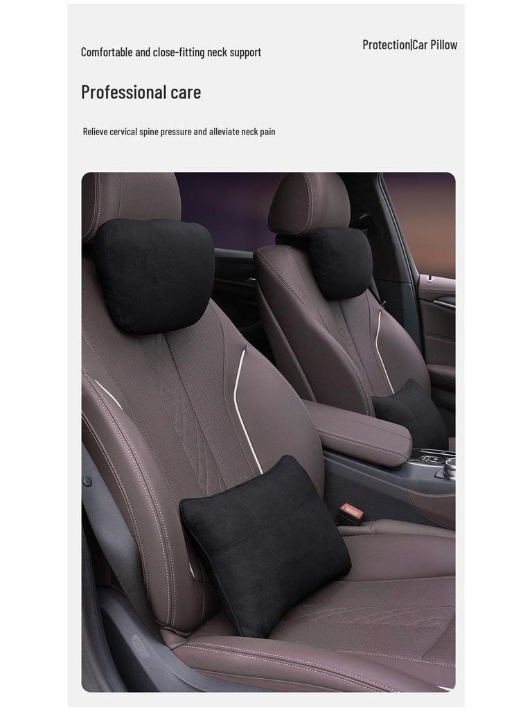 Suede Lumbar Pillow for Maybach: Headrest Cushion and Neck Support.