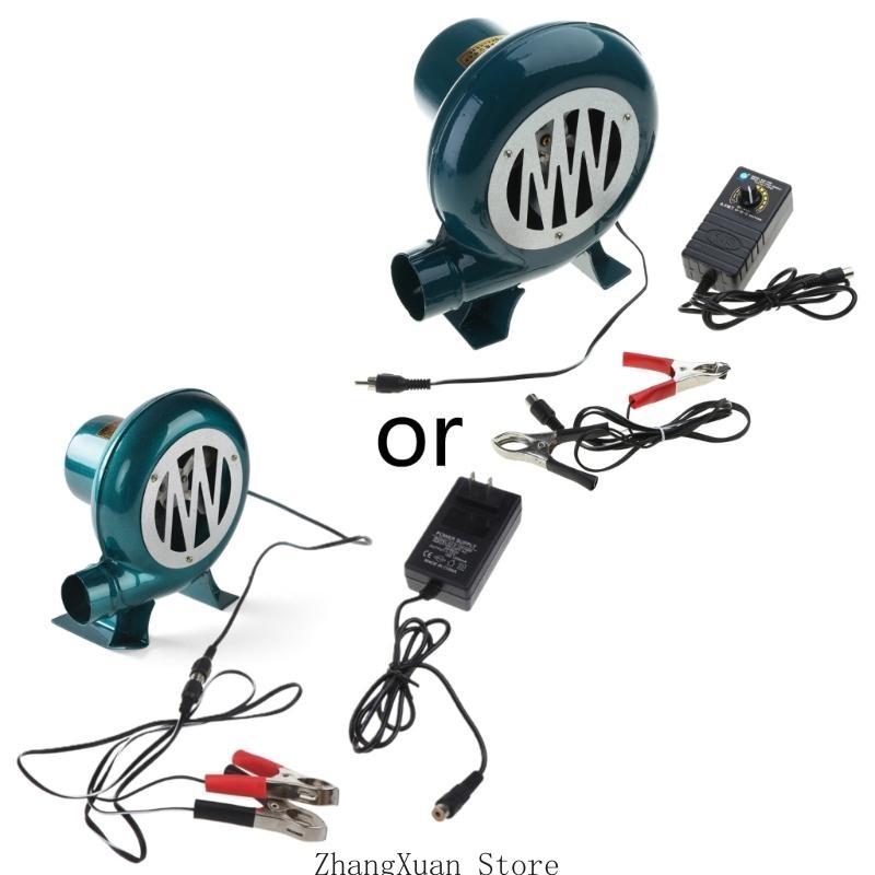 3XUF DC12V Air Blower BBQ Fan Cooking Blower Grill Fans with 220V Adjutable Speed Power Adapter 12V Clips 40/60/80/100W