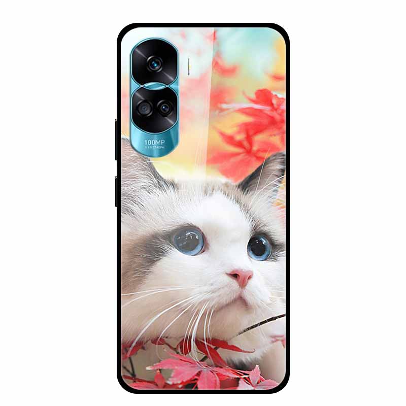 For Honor 90 Lite Case Honor90 Pro 5G Wolf Cats Tempered Glass Hard Covers for HuaWei HONOR 90 Pro 90Lite Protective Luxury Capa