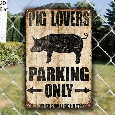 Vintage Pig Parking Sign 8x12 Inch Iron Metal Wall Decor Funny Farmhouse Plaque
