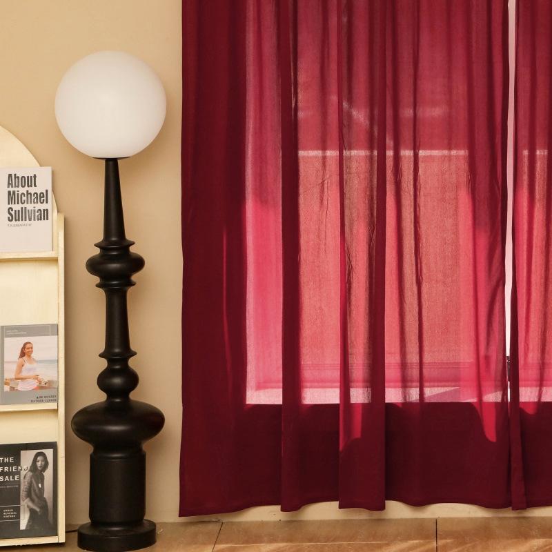 Solid-color Chiffon Curtains, French Retro Semi-blackout Drapery, Nordic Modern Style Simple and Light Luxury Privacy Curtains