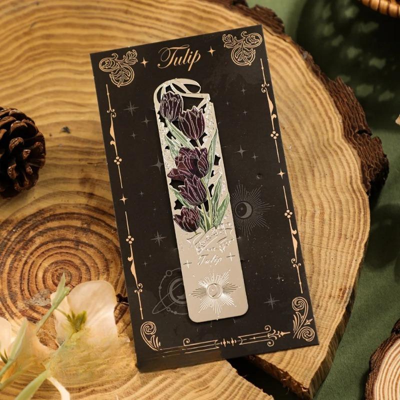 Retro Aesthetic Floral Metal Bookmark Reading Mark Student Hand Account Accessories Office Stationery Gifts Stationery Supplies