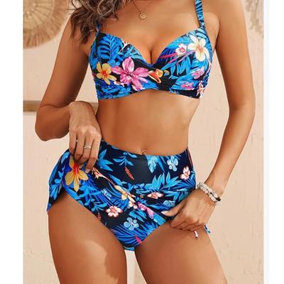 Sexy Printed Bikini Two-Piece Large Size High-Waist Women's Swimsuit New 2025 Trendy Swimwear from Mainland China