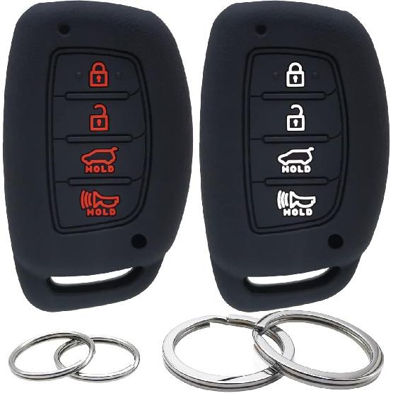 GFDesign 2 Pcs Silicone 4 Buttons Key Fob Cover Remote Case Keyless Protector Compatible with 2019 2018 2017 2016 2015 2014 2013 Hyundai Elantra