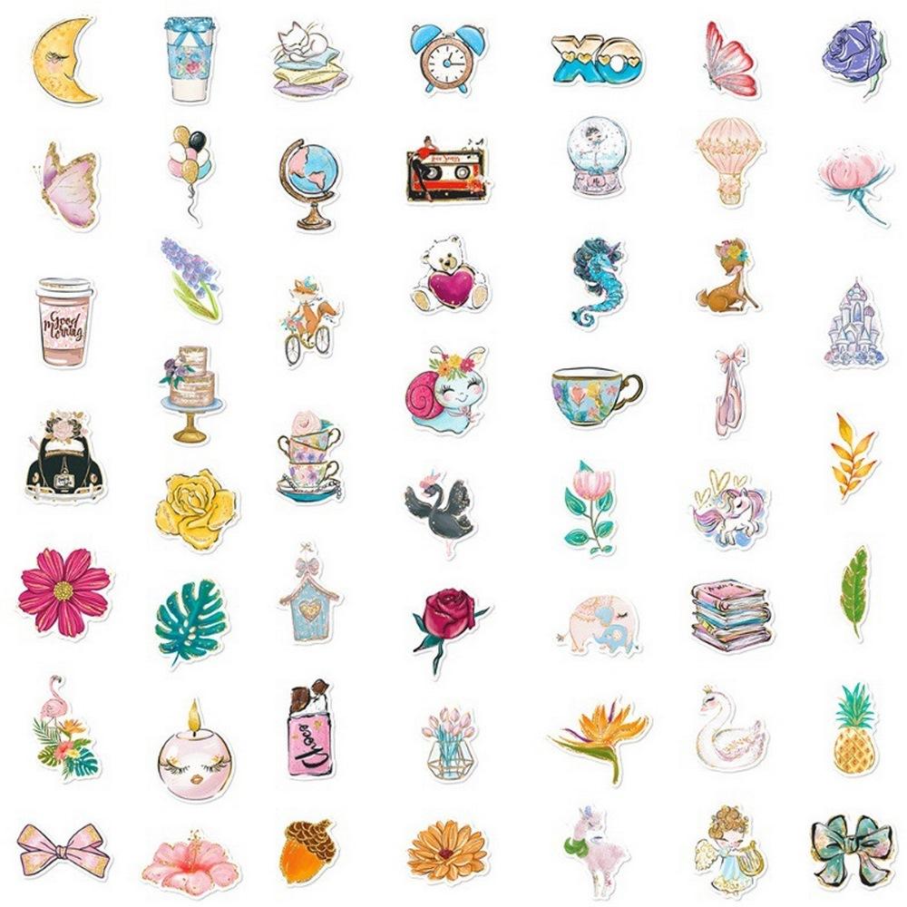 50Pcs Aesthetic Gilding Stickers Water Bottles Laptop Notebook Phone Case Waterproof Cute Ins Vsco Stickers For Teens Girls Kids
