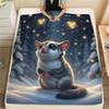 1PC Cute Little Animals Print Flannel Blanket, High Quality Comfortable for All Seasons, Home Decor, Warmth and Comfort