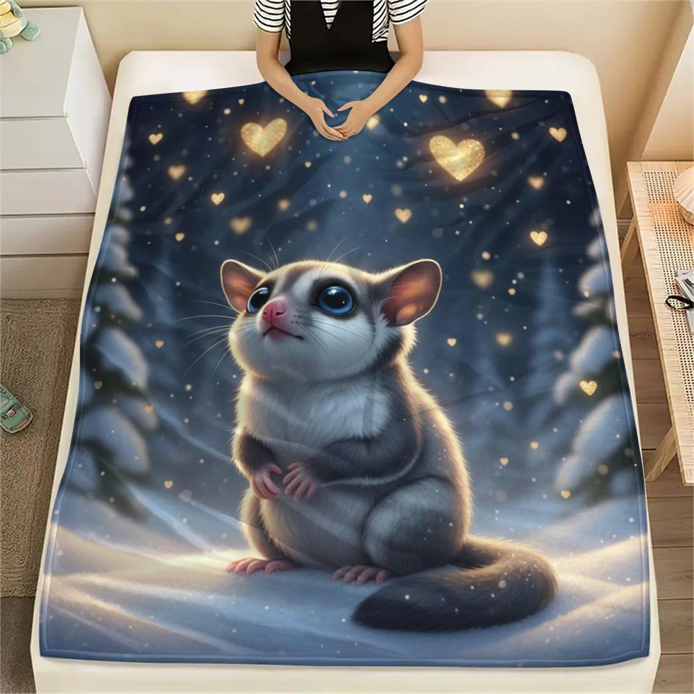 1PC Cute Little Animals Print Flannel Blanket, High Quality Comfortable for All Seasons, Home Decor, Warmth and Comfort