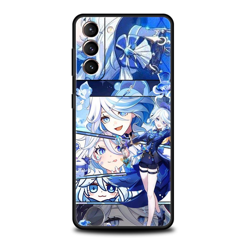 Genshin Impact Lovely Furina Phone Case For Samsung Galaxy S25 Edge S24 S23 S22 S20 Ultra S21 FE 5G S10 Plus Soft TPU Cover