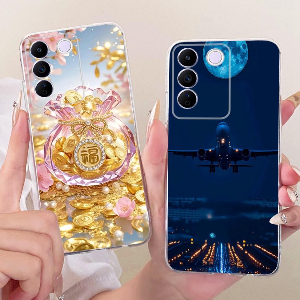 Transparent Cover For Vivo S16e 5G Case V2239A Cute Cat Fashion Butterfly Funny Painted Casing For VivoS16e 5G