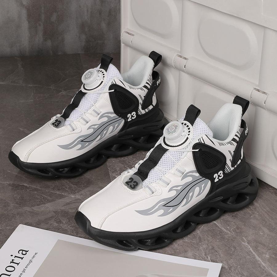 Autumn high-top new rotating buckle men's shoes versatile men's casual running shock absorption sports heightening air cushion dad shoes