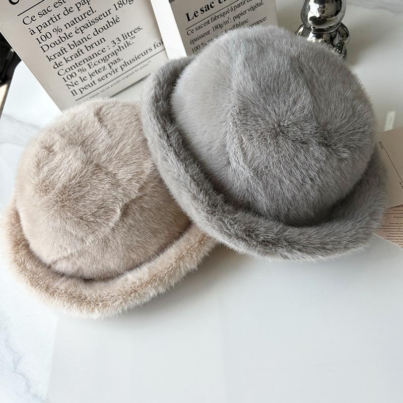 Mongolian hat women's winter cold Northeast bucket hat thickened imitation hair mink hair ear protection hat