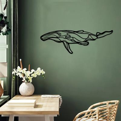 Kreativní linie Velryba Železné řemesla Stylová vnitřní dekorace do obývacího pokoje, ložnice, chodby, Ideální pro nástěnnou dekoraci
