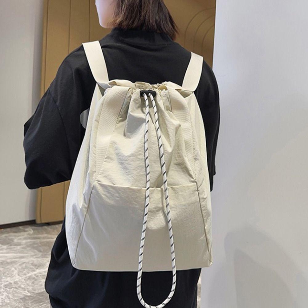 

Large Capacity Nylon Drawstring Backpack Double Shoulder Drawstring Shoulder Bag Hiking зелёный