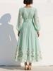Women's V-Neck Floral Long Sleeve Pleated Dress 2026
